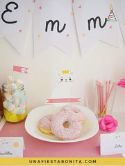 Kit imprimible para fiestas temática Gatita