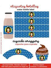 etiquetas para botellas mujer maravilla