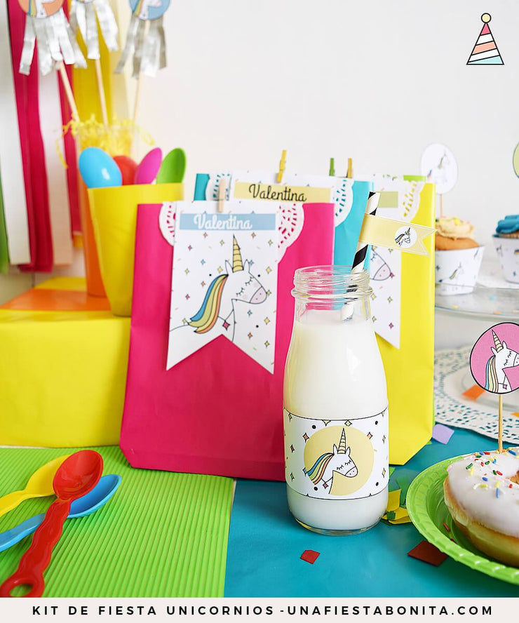 Kit imprimible Unicornio de colores