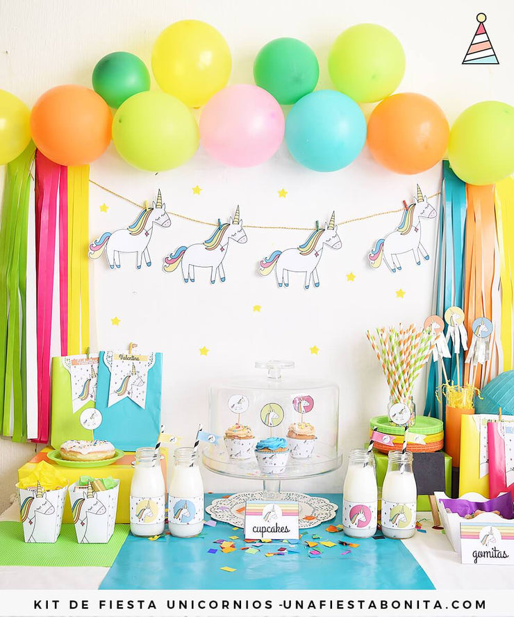 Kit imprimible Unicornio de colores