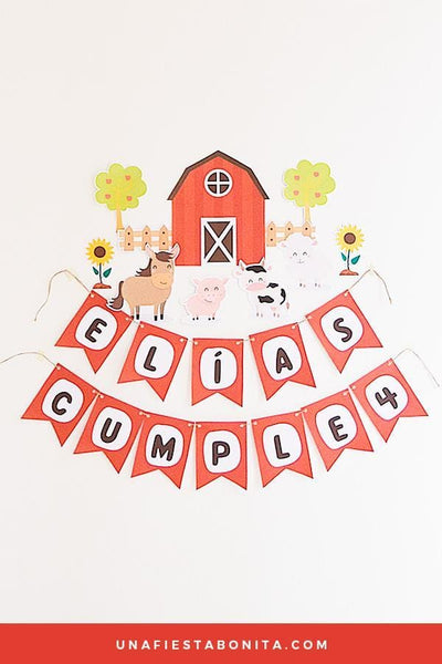 guirnalda para decorar cumpleaños granja