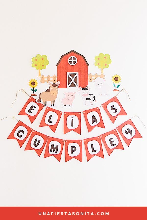 guirnalda para decorar cumpleaños granja