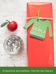 Etiquetas Navideñas con diseño de Suéter