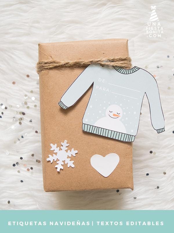 Etiquetas Navideñas con diseño de Suéter