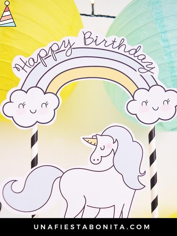 Topper para tarta unicornio mágico