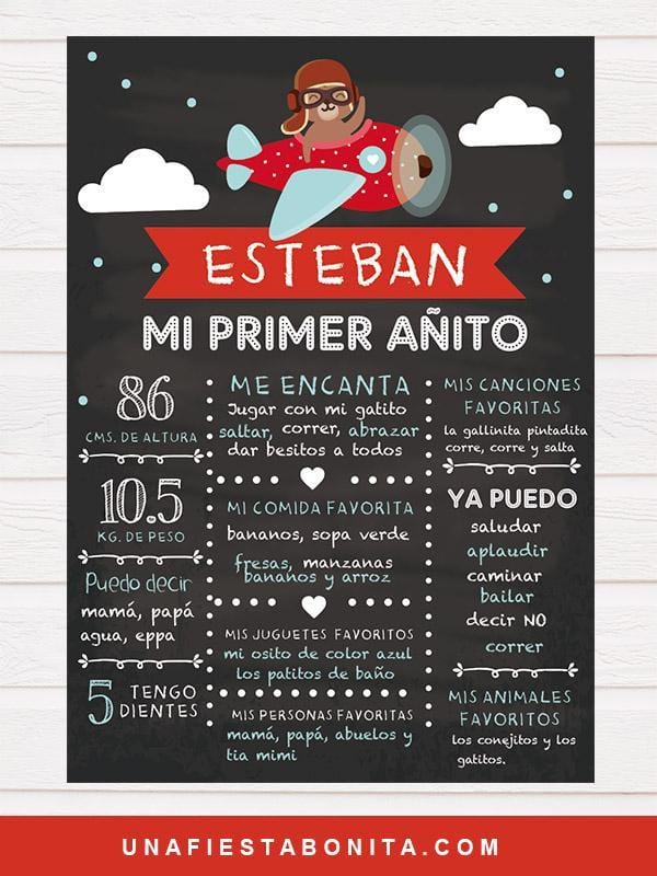 Pizarra (chalkboard) Primer Añito -  Osito aviador