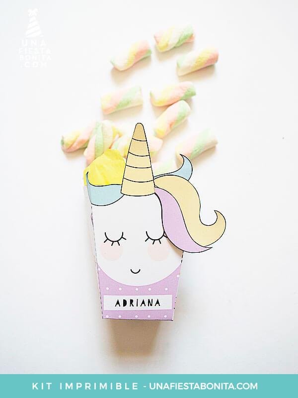 Cajita imprimible Unicornio niña