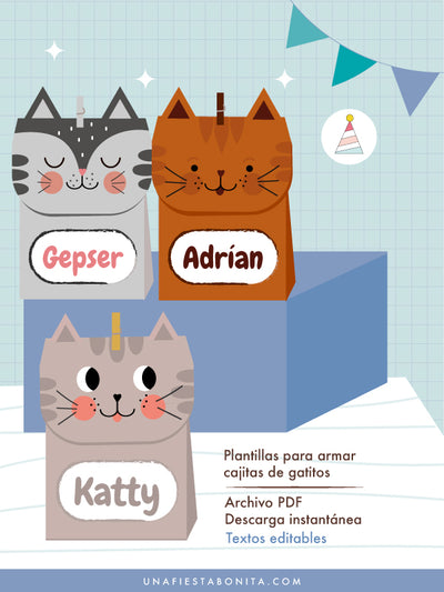 Cajita gatitos - Plantillas para armar cajitas