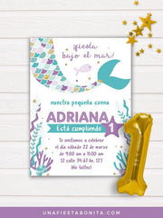 invitaciones imprimibles sirenita fiestas cumpleaños