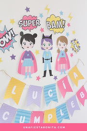 Guirnalda imprimible - Chicas superhéroes