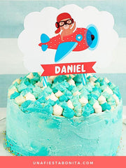 topper aviador baby shower osito