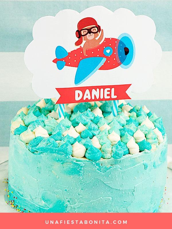 topper aviador baby shower osito