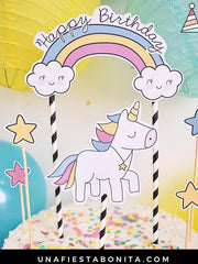 Topper unicornio y estrellas