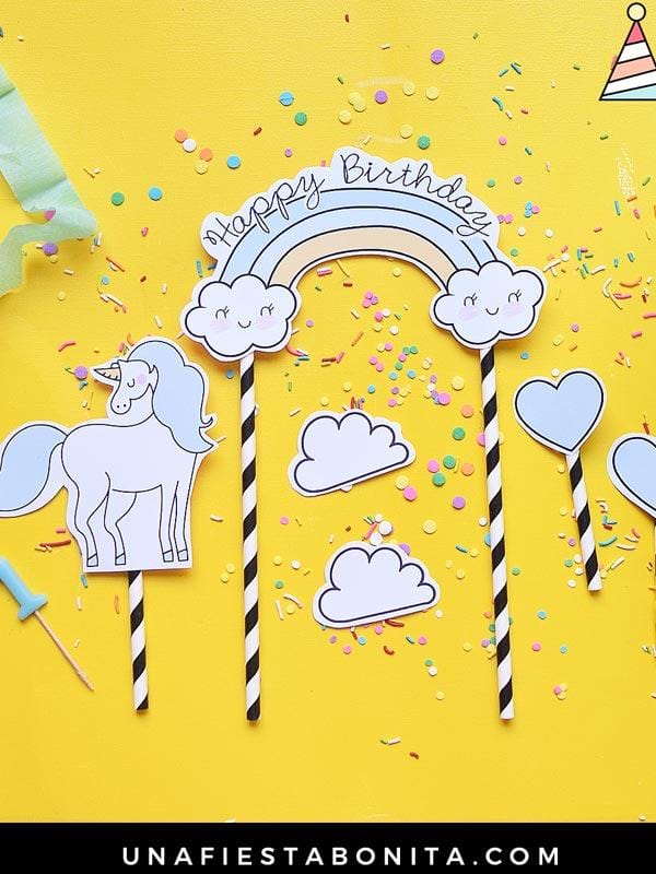 Topper para tarta unicornio mágico