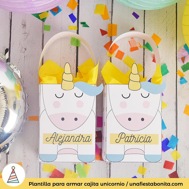 Cajita para imprimir Unicornio y Estrellas