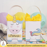 Cajita para imprimir Unicornio y Estrellas