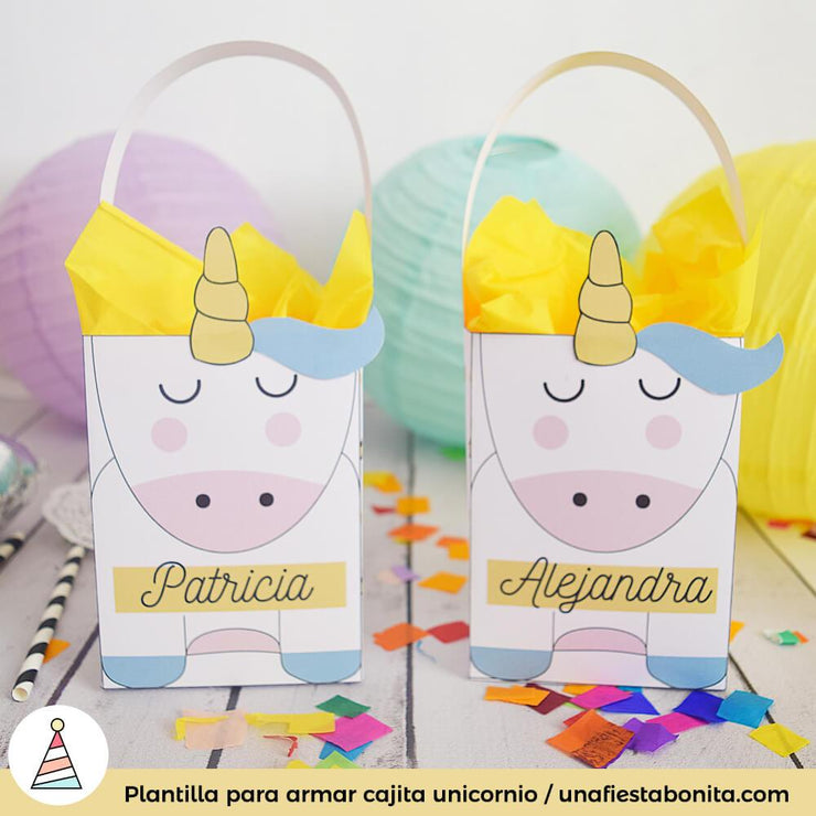 Cajita para imprimir Unicornio y Estrellas