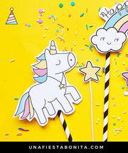 Topper unicornio y estrellas