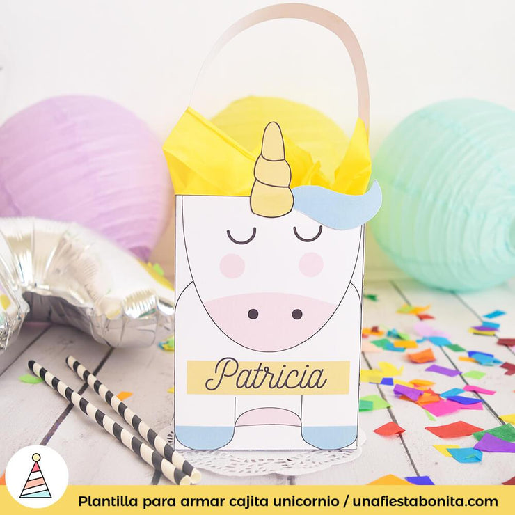 Cajita para imprimir Unicornio y Estrellas