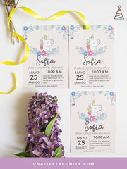 Invitación unicornio floral