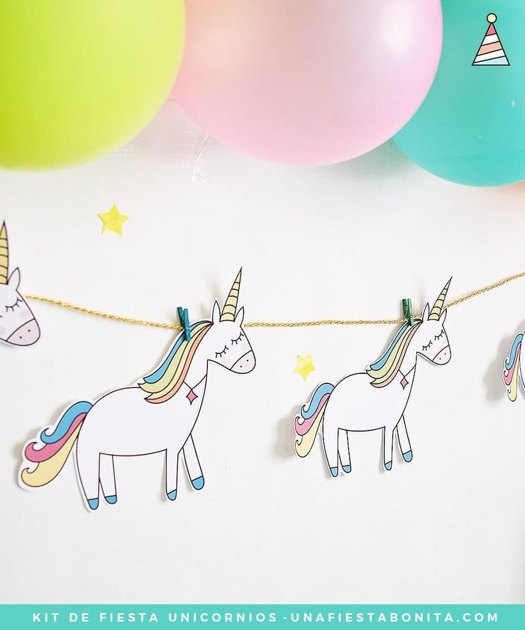 Kit imprimible Unicornio de colores