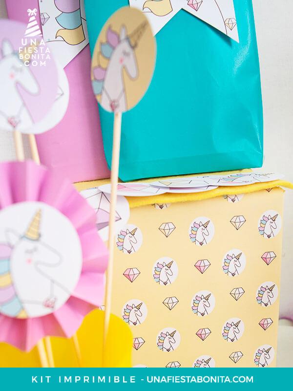 papel decoración unicornios imprimible