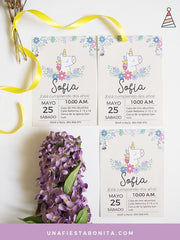 Invitación unicornio floral