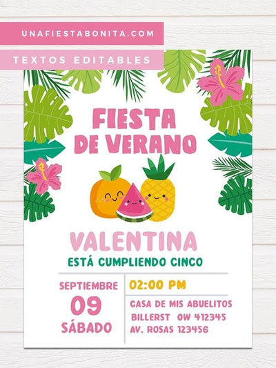 invitacion frutas verano para imprimir