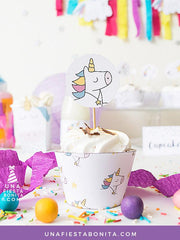 wrapper cupcake unicornio imprimible