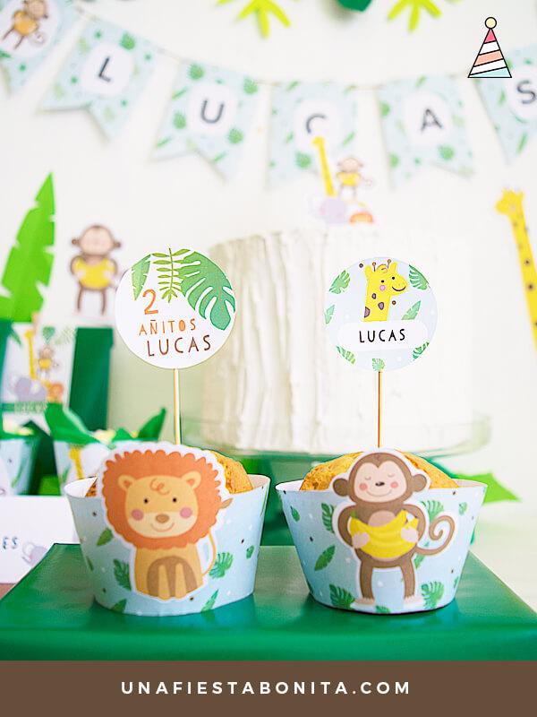 wrapper para cupcake imprimible selva mono